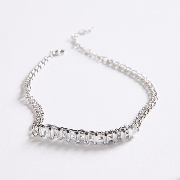 Free People Glimmer Rhinestone Chain Choker Necklace - Picture 1 of 8